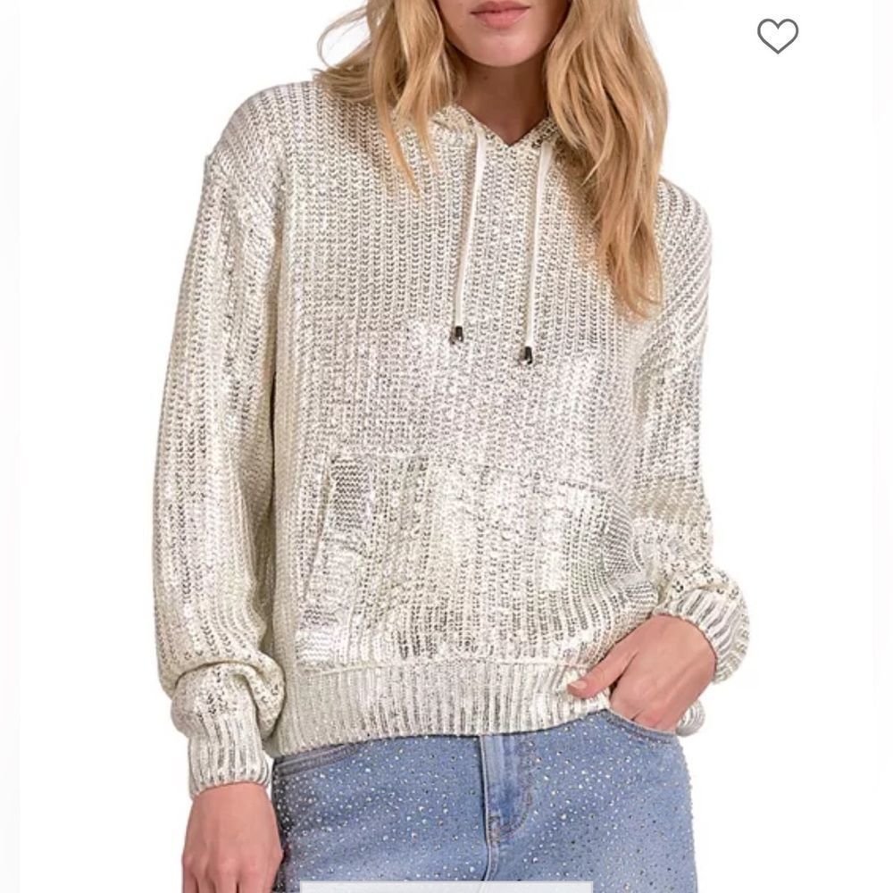 Elan Sequined Hoodie Sweatshirt NWT XS
